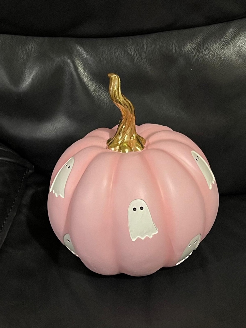 CANDY CORN LANE Pink Pumpkin With Ghosts Decor